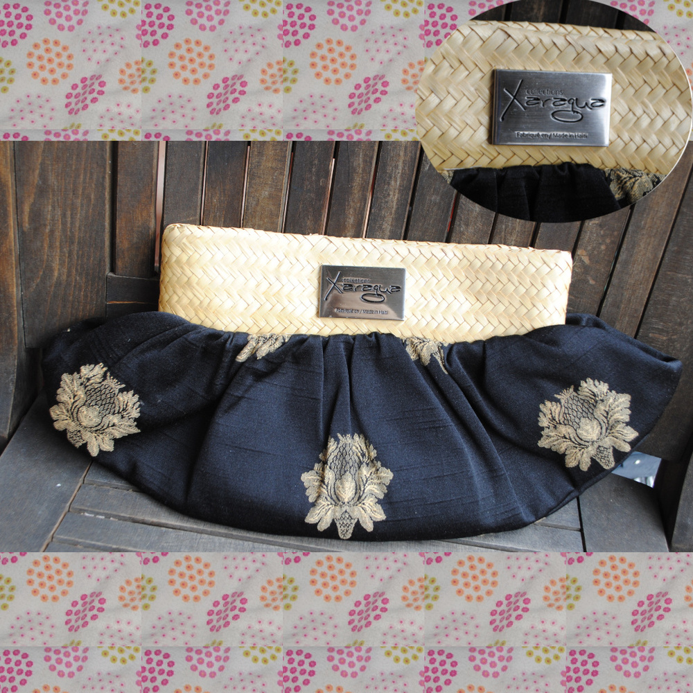 Nora David COLLECTIONS XARAGUA Straw /Cloth Clutch